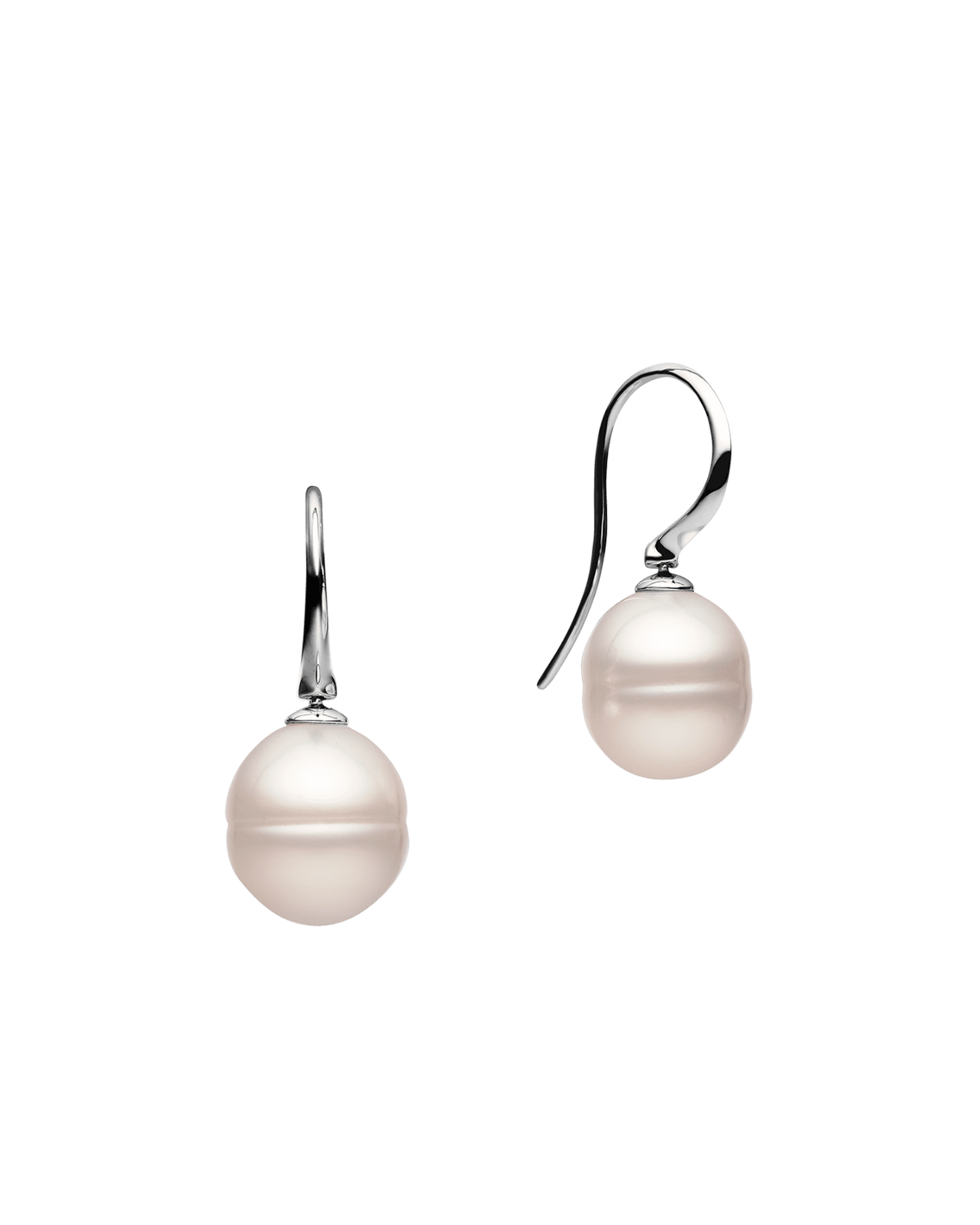 Keel Edge Pearl Earrings | 10-11mm Circle Pearls and White Gold 1