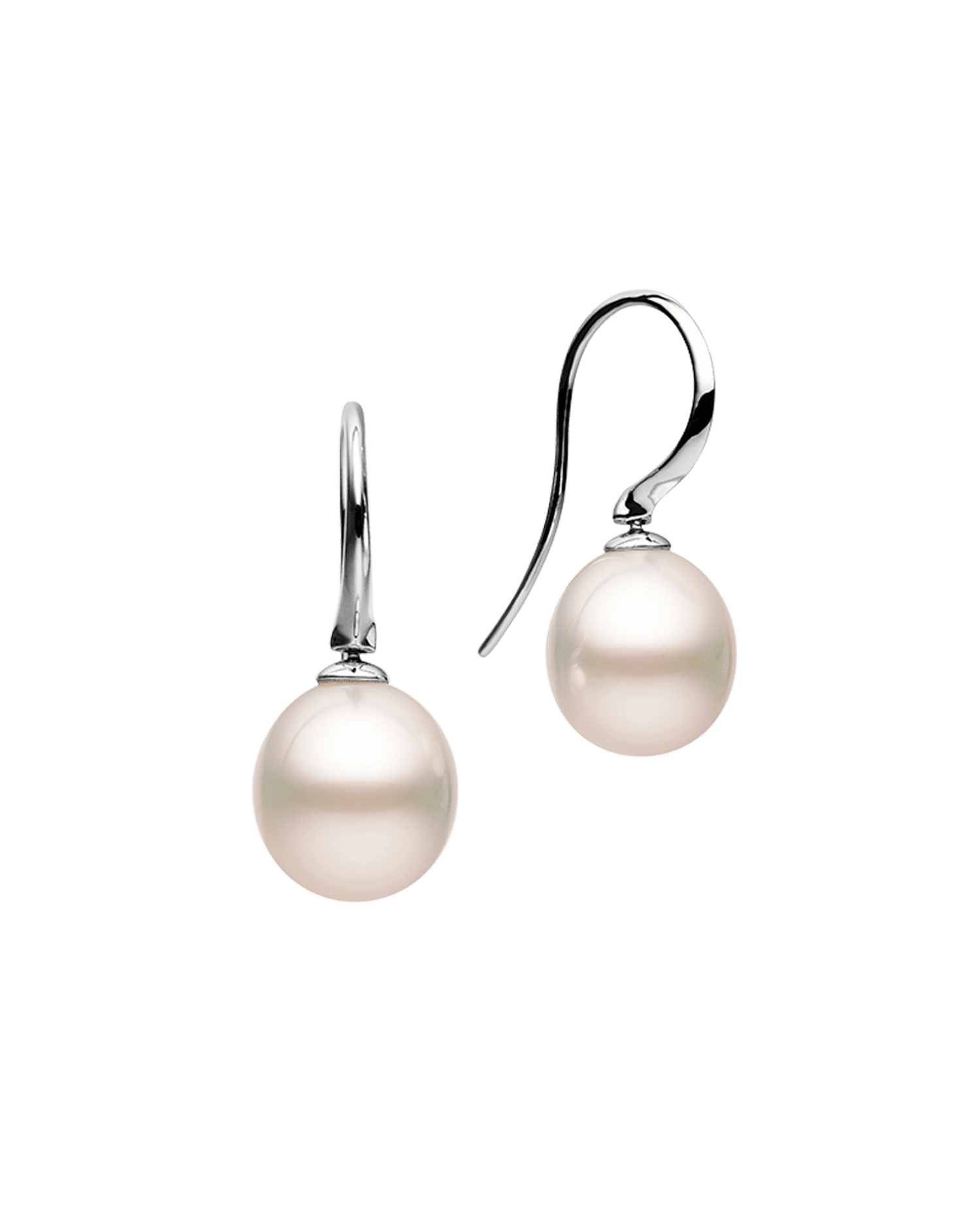 Keel Edge Pearl Earrings | 11mm Oval Pearls and White Gold 1