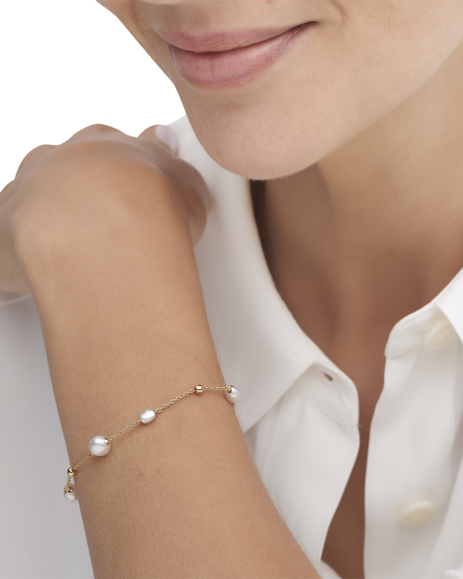 Keshi Pearl Chain Bracelet | 4-6mm Keshi Pearls and Yellow Gold 4