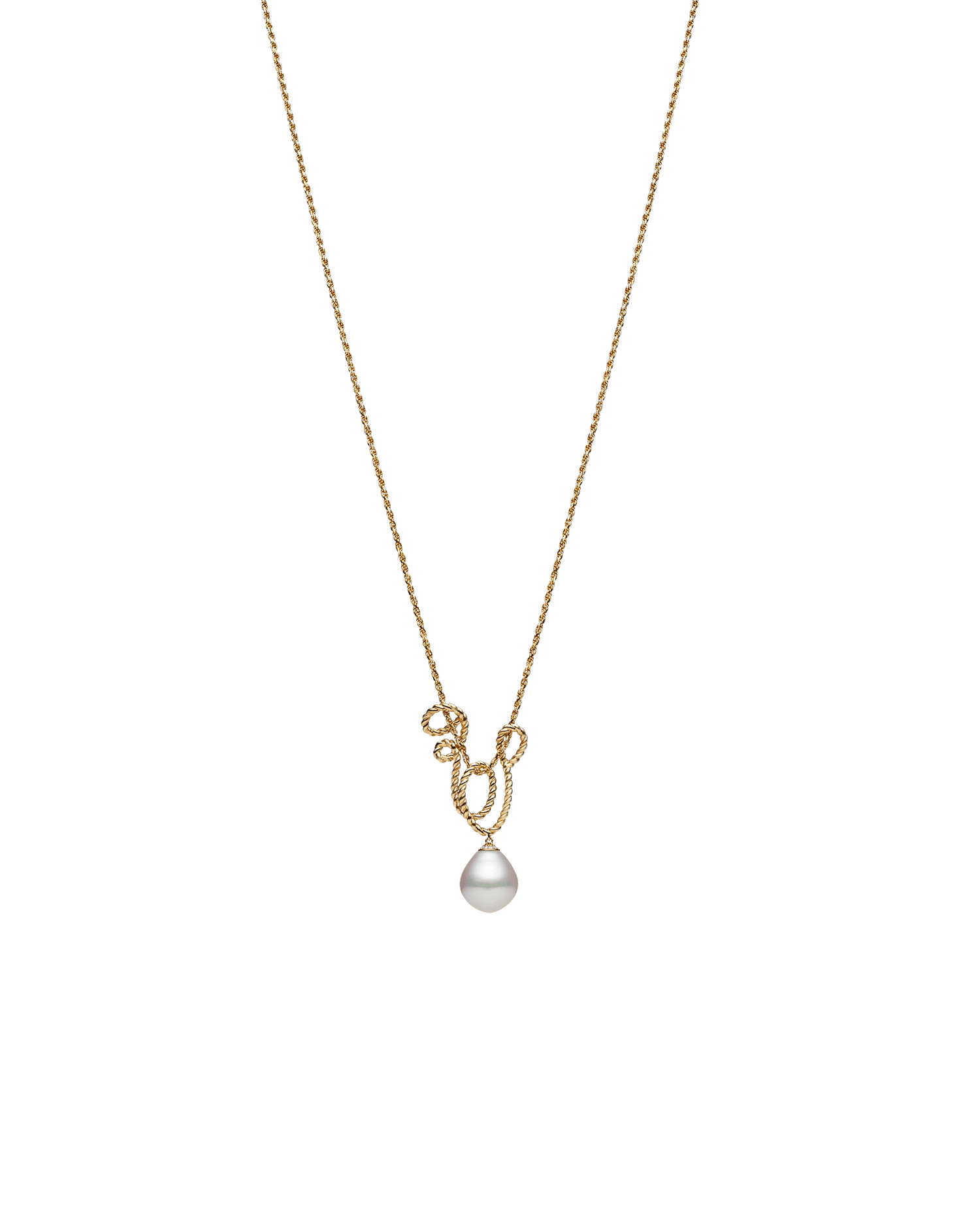 Entwined Rope Pearl Pendant | 16mm Oval Pearl and Yellow Gold 3