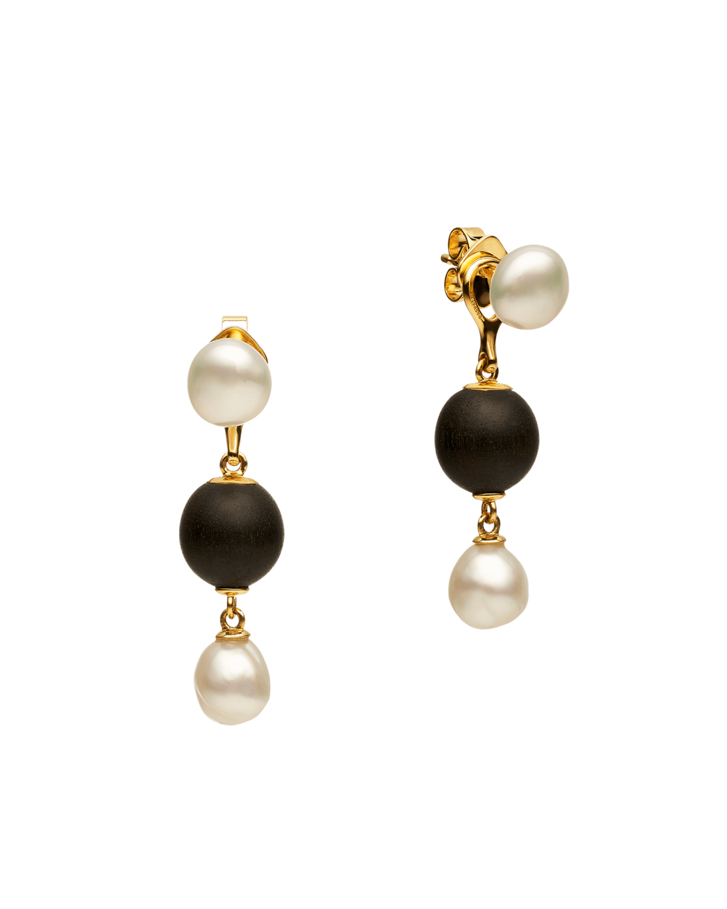 Kimberley Dusk Pearl Earring Enhancers | 7mm Keshi Pearls, Dark Sandalwood, and Yellow Gold 1