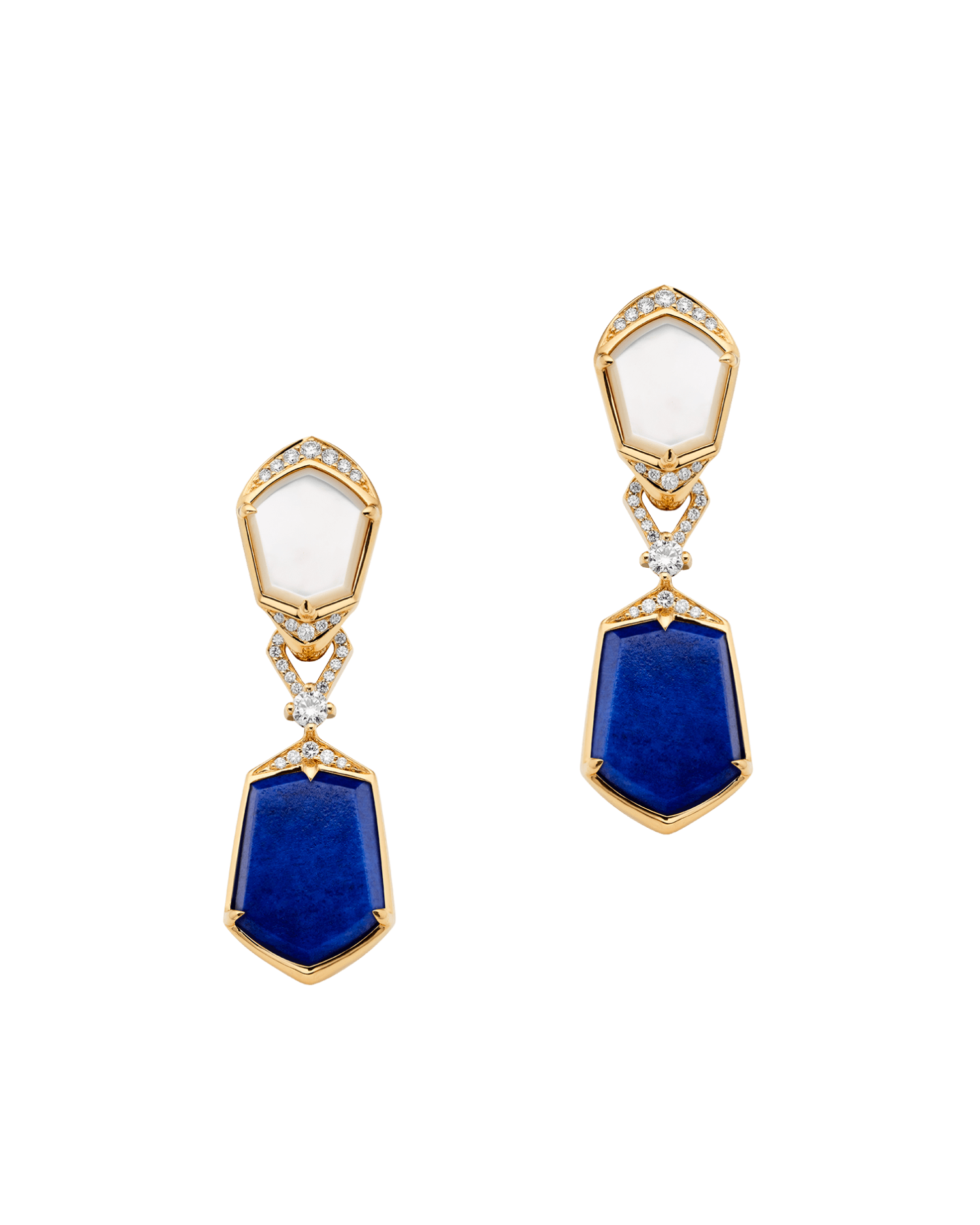 Lapis Megisti Earrings | Mother of Pearl, Lapis, and Yellow Gold 1