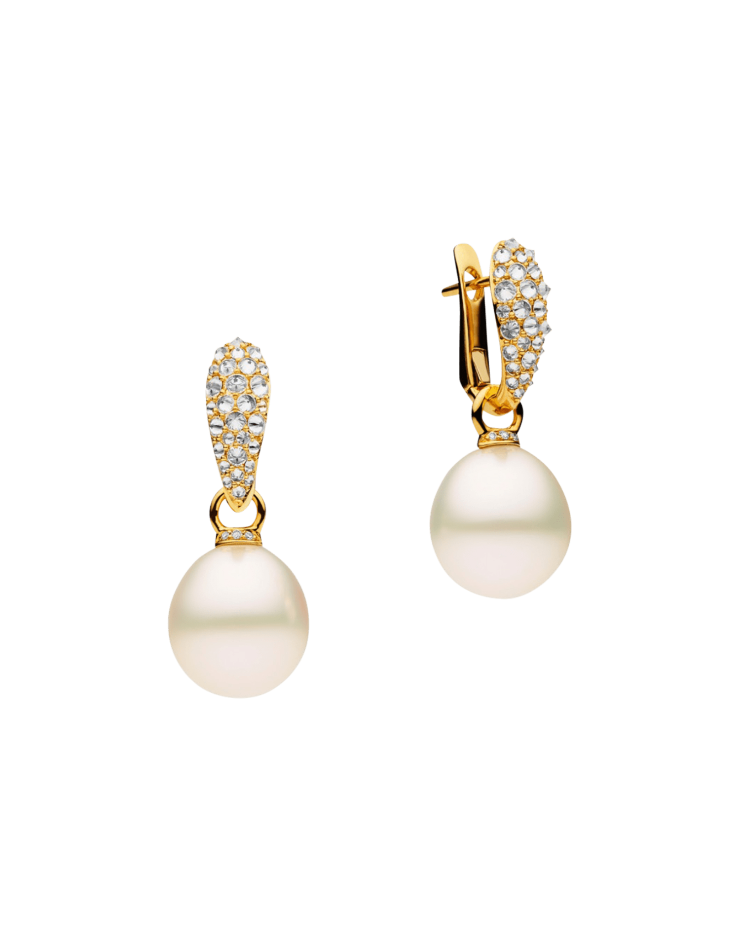 Diamond Touchstone Pearls My Way Pearl Earrings | 12mm Oval Pearls, Diamonds, and White Gold 1