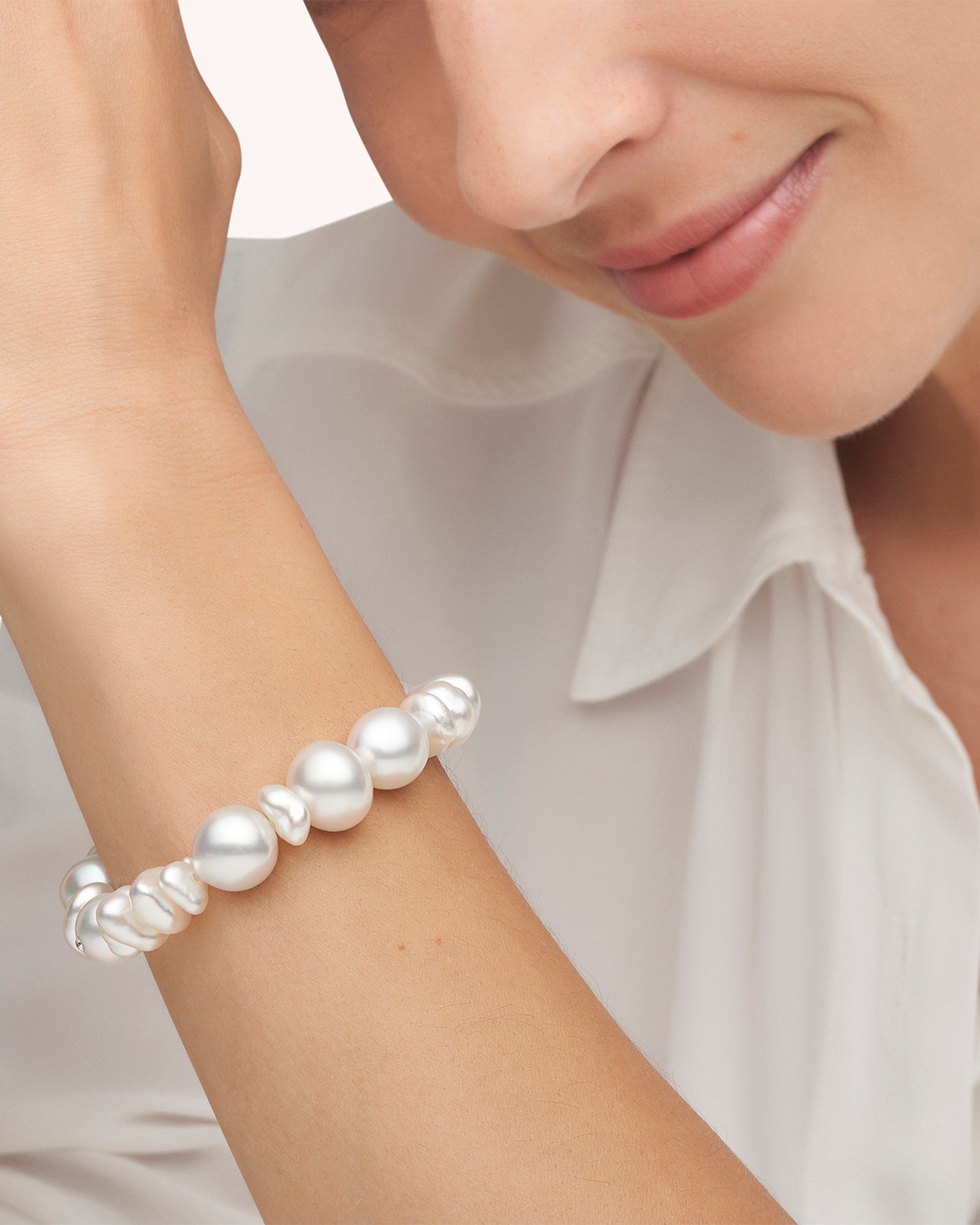 Wild Strand Pearl Strand Bracelet | 6-14mm Pearls and Diamond 3